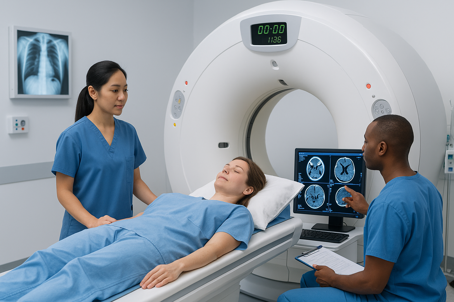a person undergoing a scan at Langdon Prairie Health